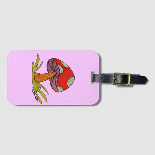 Red Mushroom with light purple background Tote Bagagelabel (Voorkant (horizontaal))