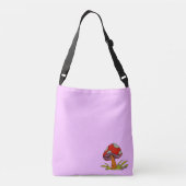 Red Mushroom with light purple background Tote Crossbody Tas (Achterkant)