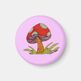 Red Mushroom with purple background Magneet