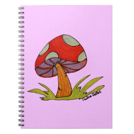 Red Mushroom with purple background Notitieboek