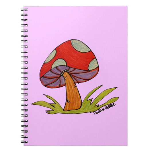 Red Mushroom with purple background Notitieboek (Voorkant)