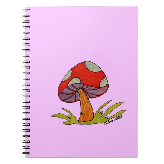 Red Mushroom with purple background Notitieboek (Voorkant)
