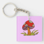 Red Mushroom with purple background Sleutelhanger (voorkant)