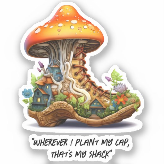 Red Mushroom Woodland Sticker (Voorkant)