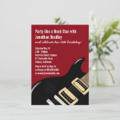 Red Music Guitar Rock Star Birthday Kaart (Staand voorkant)