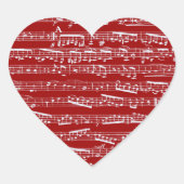 Red Music Notes Hart Sticker (Voorkant)