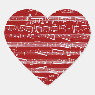 Red Music Notes Hart Sticker