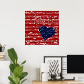 Red Music Notes Poster (Thuiskantoor)