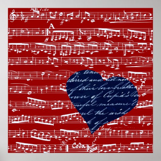 Red Music Notes Poster (Voorkant)