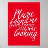Red Music Quote Handje Lettering Calligraphy Poste Poster (Voorkant)