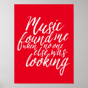 Red Music Quote Handje Lettering Calligraphy Poste Poster