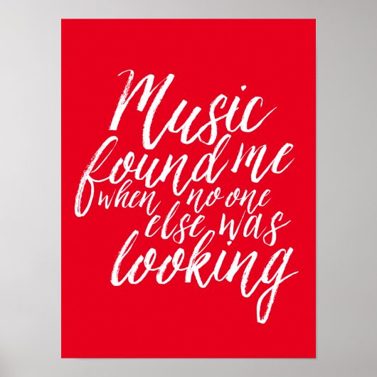 Red Music Quote Handje Lettering Calligraphy Poste Poster (Voorkant)