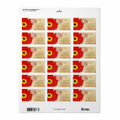 Red Musical Gerber Daisy Monogram Etiket (Full Sheet)