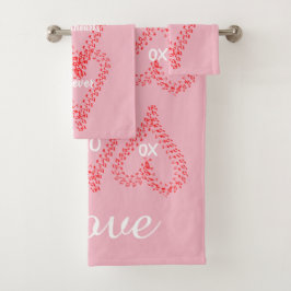  Red Musical Hearts Roze Badhanddoek Set Bad Handdoek