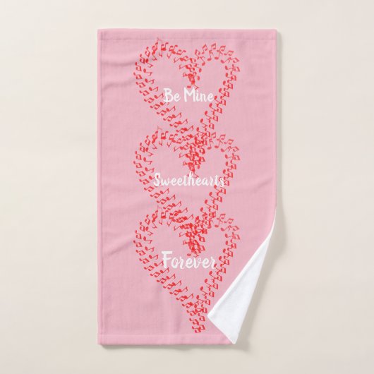 Red Musical Hearts Roze Badhanddoek Set Bad Handdoek (Handdoek)