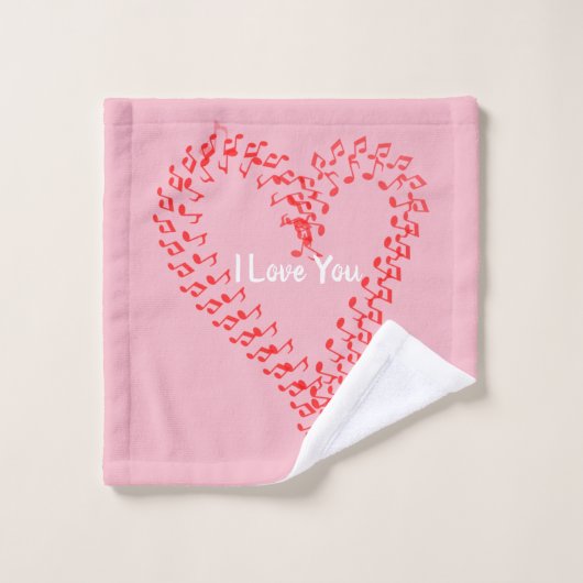 Red Musical Hearts Roze Badhanddoek Set Bad Handdoek (Wasdoekje)