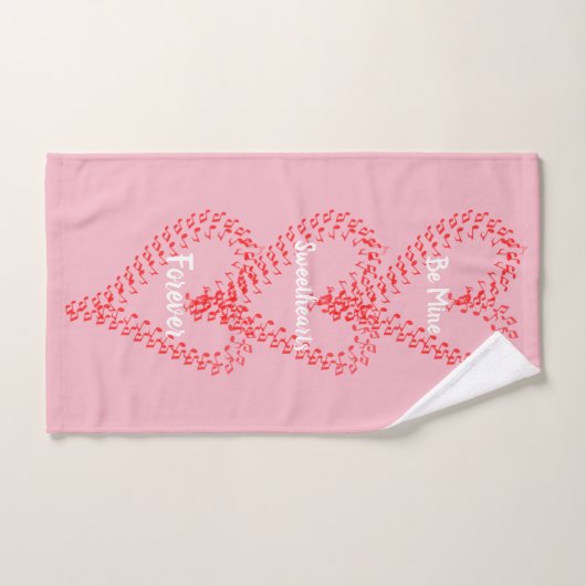  Red Musical Hearts Roze Badhanddoek Set Bad Handdoek (Handdoek)