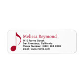 Red Musical Note & Musician Naam Etiket (Voorkant)