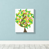 Red Musical Note Tree Whimsical Nursery Wall Art Canvas Afdruk (Insitu (Houten vloer))