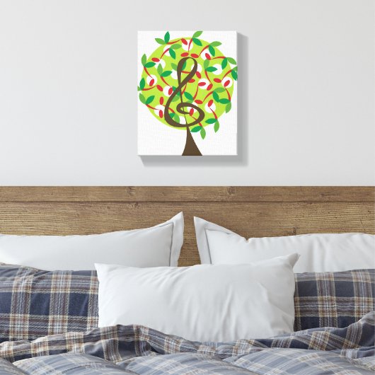 Red Musical Note Tree Whimsical Nursery Wall Art Canvas Afdruk (Insitu (Slaapkamer))