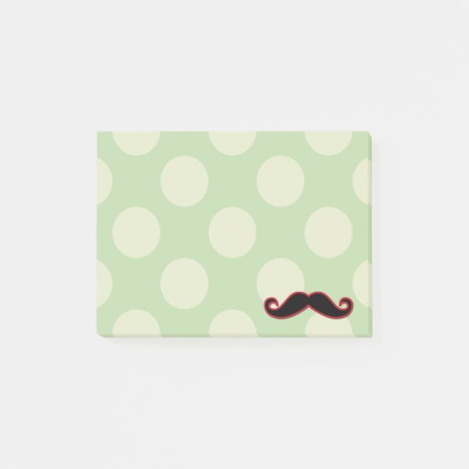 Red Mustache, Curl Mustache, Stache, Polka Dots Post-it® Notes (Voorkant)