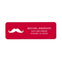 Red Mustache Valentijn Return Address Labels