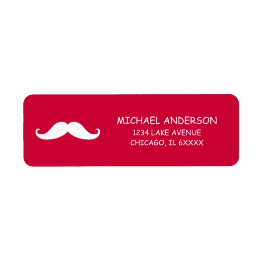 Red Mustache Valentijn Return Address Labels (Voorkant)
