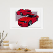 Red Mustang Poster (Keuken)