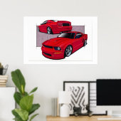 Red Mustang Poster (Thuiskantoor)