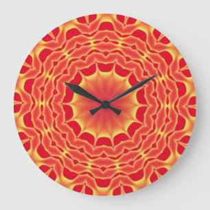Red Mystery, Mandala Art Wall Clock Grote Klok