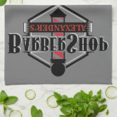 Red n Black Barbershop Logo Bar Towel personaliser Theedoek (Gevouwen)