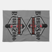 Red n Black Barbershop Logo Bar Towel personaliser Theedoek (Horizontaal)