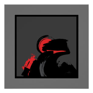 Red 'n Black Night Sentinal Modern Abstracte kunst Perfect Poster