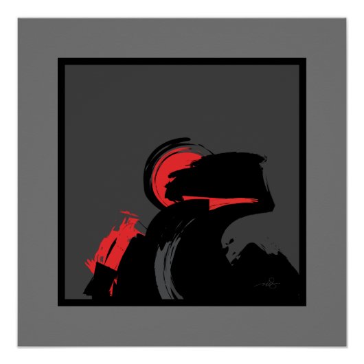 Red 'n Black Night Sentinal Modern Abstracte kunst Perfect Poster (Voorkant)