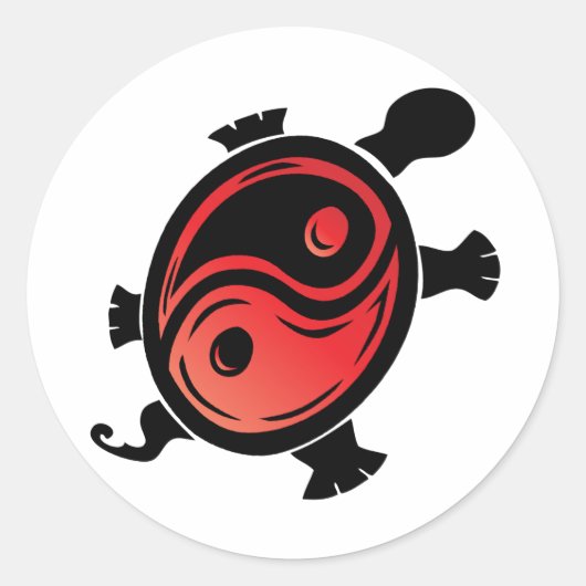 Red-n-Black-Yin-Yang-Turtle Ronde Sticker (Voorkant)