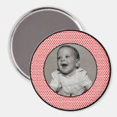 Red n White Stippen Black Trim Photo Lijst Magneet (Voorkant / Achterkant)