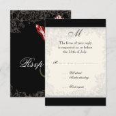 Red n White Striped Tulip - Wedding Invitation RSVP Kaartje (Voorkant / Achterkant)