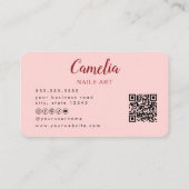 Red Nail Artist Salon QR Code Roze Visitekaartje (Achterkant)
