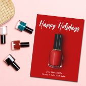 Red Nail Prettige feestdagen Custom Beauty Salon Briefkaart