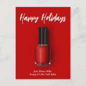 Red Nail Prettige feestdagen Custom Beauty Salon Briefkaart (Voorkant)