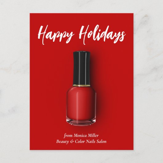 Red Nail Prettige feestdagen Custom Beauty Salon Briefkaart (Voorkant)