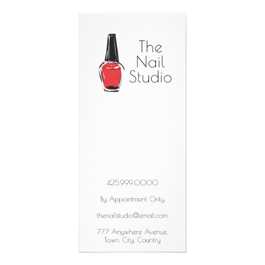 Red Nail Salon Manicure Pedicure Price List Reclamekaart (Achterkant)