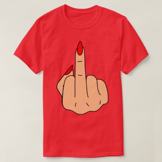 Red Nails Middle Finger T-shirt (Design voorkant)