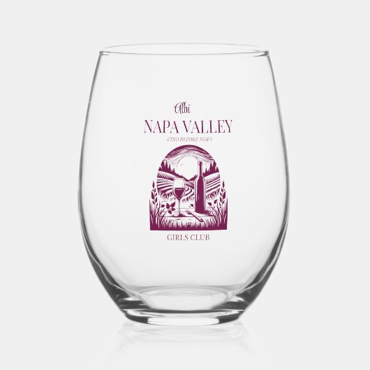 Red Napa Valley Bachelorette Wijnglas Zonder Voet (Voorkant)