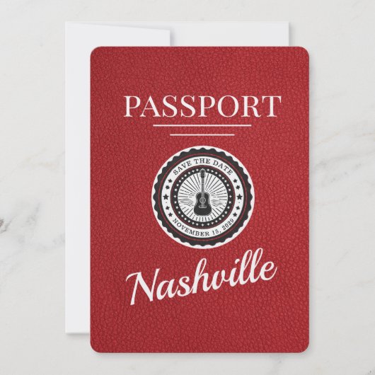 Red Nashville Passport Bewaar de datum Save The Date (Voorkant)
