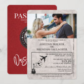 Red Nashville Passport Wedding Kaart (Voorkant / Achterkant)
