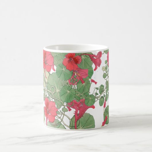 Red Nasturtia | Antiek lithograaf 1896 Koffiemok (Center)