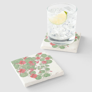 Red Nasturtia | Antiek lithograaf 1896 Stenen Onderzetter