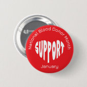 Red National Blood Donor Month Button (Voorkant /achterkant)