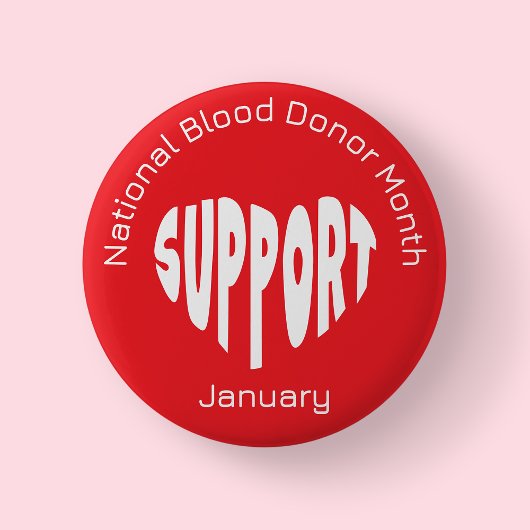 Red National Blood Donor Month Button